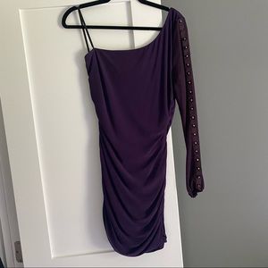 Lipstick One Shoulder Mini Dress Purple